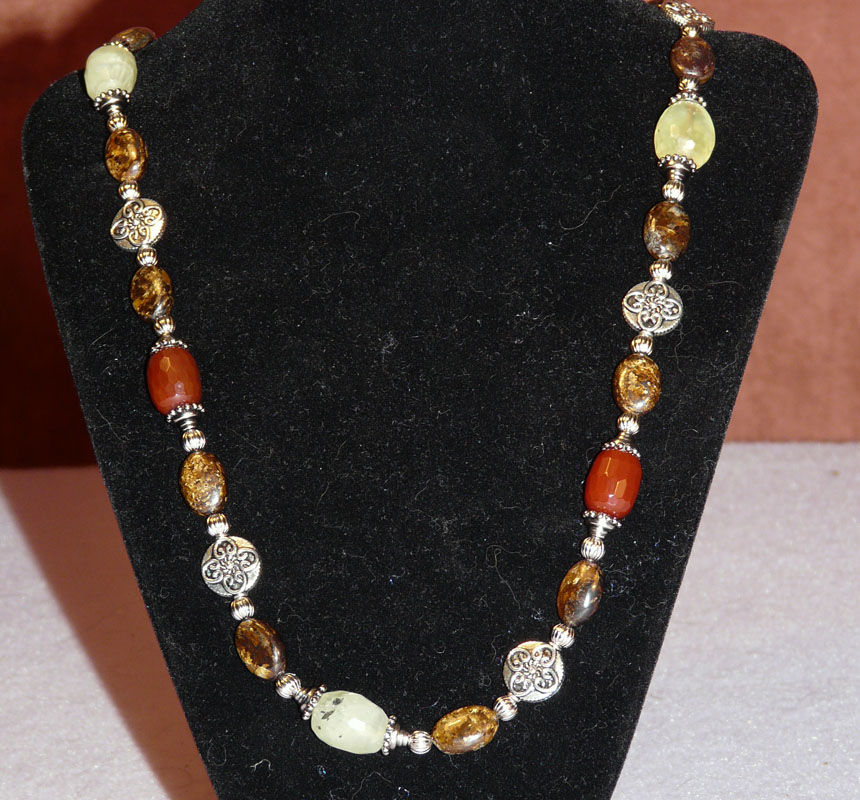 Silver Bali Necklace with Polished Stones